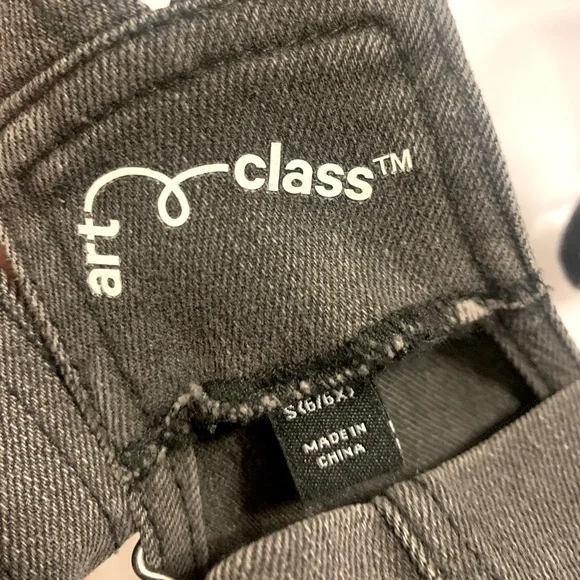 NWOT Art Class Girls Gray Denim Jean Dress Skirt Overalls Jumper 6/6X 6 6X - Picture 3 of 6